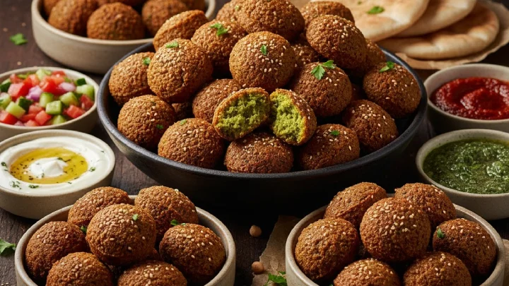 falafel prepared for serving
