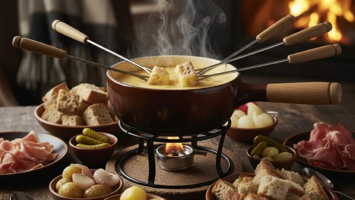 fondue prepared for serving