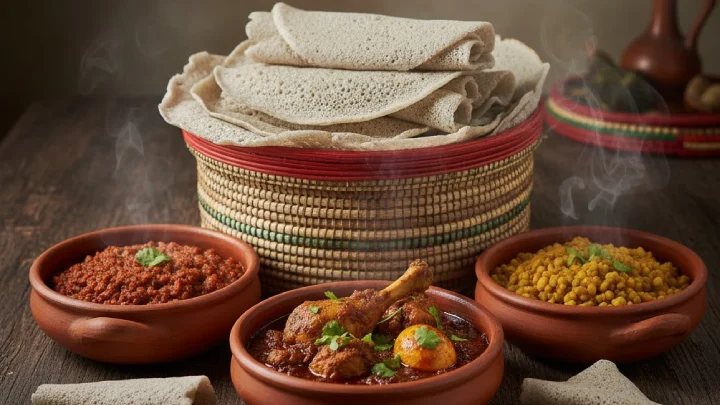 injera-wat prepared for serving