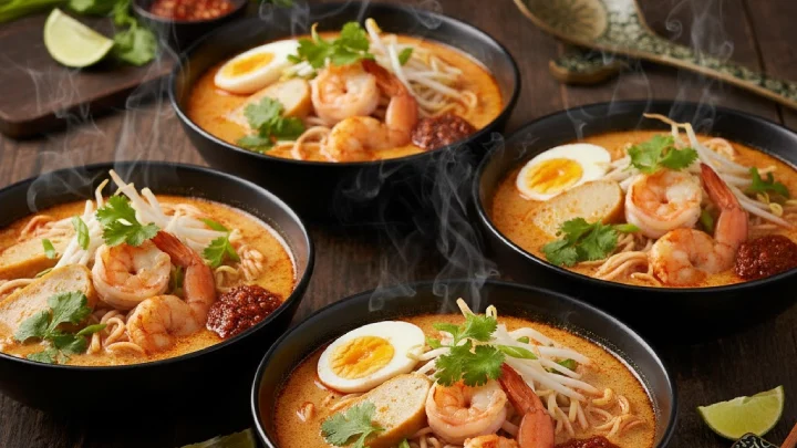 laksa prepared for serving