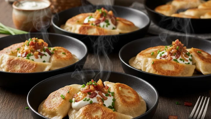 pierogi prepared for serving