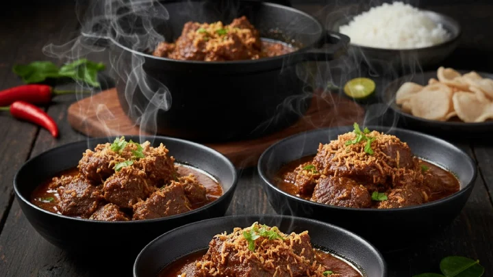 rendang prepared for serving
