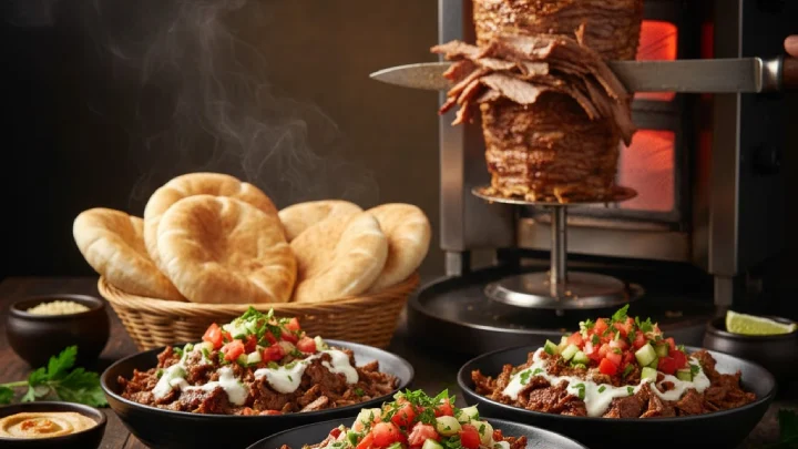 Calculate perfect portions of authentic Shawarma. Master this legendary Middle Eastern spit-roasted meat with aromatic spices, tender layers, and vibrant sauces!